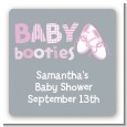 Booties Pink - Square Personalized Baby Shower Sticker Labels thumbnail