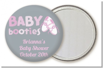 Booties Pink - Personalized Baby Shower Pocket Mirror Favors