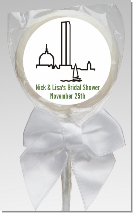 Boston Skyline - Personalized Bridal Shower Lollipop Favors