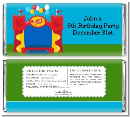 Bounce House - Personalized Birthday Party Candy Bar Wrappers