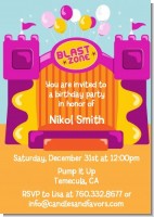 Bounce House Purple and Orange - Birthday Party Invitations