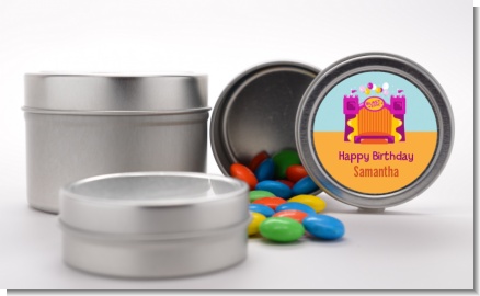 Bounce House Purple and Orange - Custom Birthday Party Favor Tins