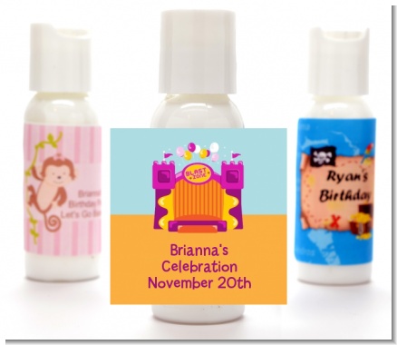 Bounce House Purple and Orange - Personalized Birthday Party Lotion Favors