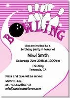 Bowling Girl - Birthday Party Invitations
