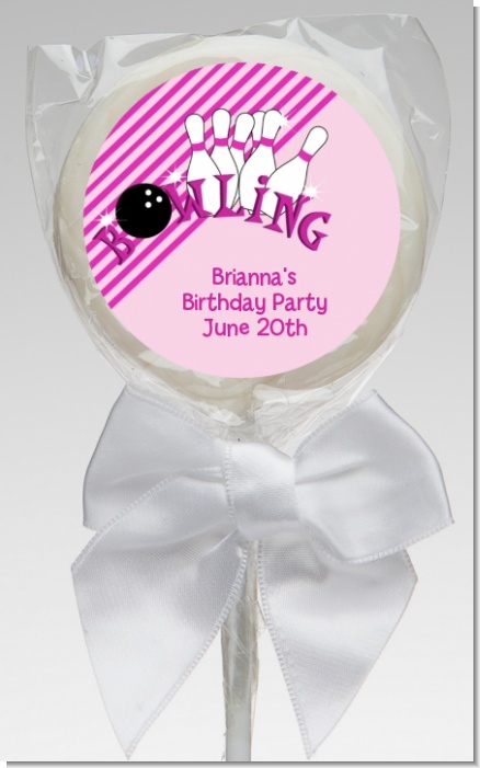 Bowling Girl - Personalized Birthday Party Lollipop Favors