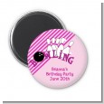Bowling Girl - Personalized Birthday Party Magnet Favors thumbnail