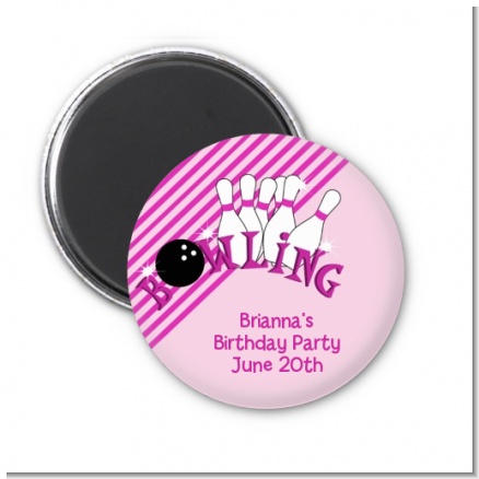 Bowling Girl - Personalized Birthday Party Magnet Favors