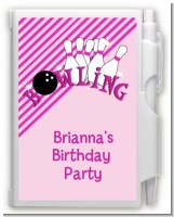 Bowling Girl - Birthday Party Personalized Notebook Favor