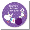 Bowling Party - Round Personalized Birthday Party Sticker Labels thumbnail