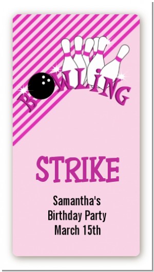 Bowling Girl - Custom Rectangle Birthday Party Sticker/Labels