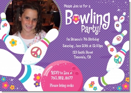 Bowling Party - Photo Birthday Party Invitations