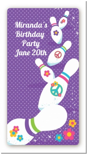 Bowling Party - Custom Rectangle Birthday Party Sticker/Labels