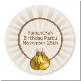 Boxing Gloves - Round Personalized Birthday Party Sticker Labels