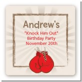 Boxing Gloves - Square Personalized Birthday Party Sticker Labels
