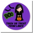 Boy Cape Costume - Round Personalized Halloween Sticker Labels thumbnail