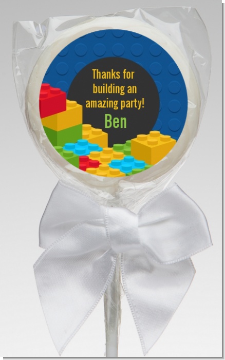 Building Blocks - Personalized Birthday Party Lollipop Favors