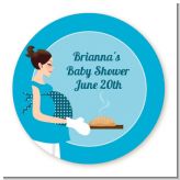 Bun in the Oven Boy - Round Personalized Baby Shower Sticker Labels