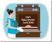 Bun in the Oven Boy - Personalized Baby Shower Rounded Corner Stickers
