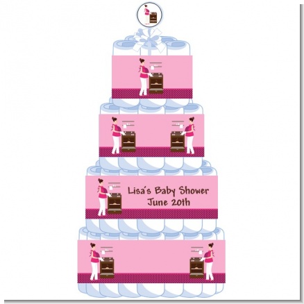 Bun in the Oven Girl - Personalized Baby Shower Diaper Cake 4 Tier