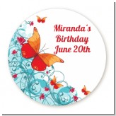 Butterfly Wishes - Round Personalized Birthday Party Sticker Labels