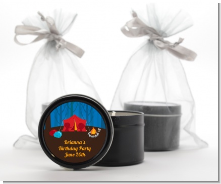 Camping - Birthday Party Black Candle Tin Favors
