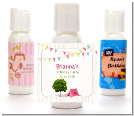 Camping Glam Style - Personalized Birthday Party Lotion Favors