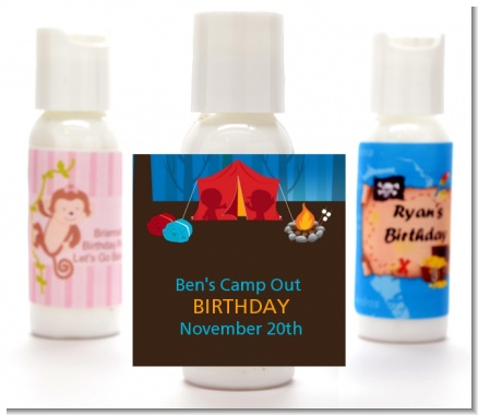 Camping - Personalized Birthday Party Lotion Favors