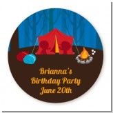 Camping - Round Personalized Birthday Party Sticker Labels