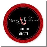 Candy Canes - Round Personalized Christmas Sticker Labels
