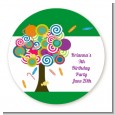 Candy Tree - Round Personalized Birthday Party Sticker Labels thumbnail