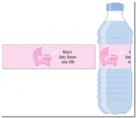 Carriage Pink - Personalized Baby Shower Water Bottle Labels