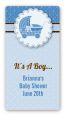 Carriage Blue - Custom Rectangle Baby Shower Sticker/Labels thumbnail