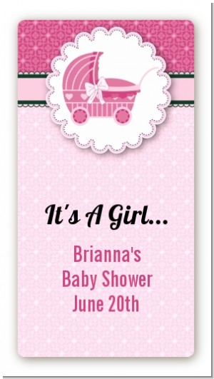 Carriage Pink - Custom Rectangle Baby Shower Sticker/Labels