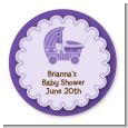 Carriage - Round Personalized Baby Shower Sticker Labels thumbnail