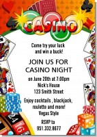 Casino Night Vegas Style - Birthday Party Invitations