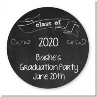Chalkboard Celebration - Round Personalized Graduation Party Sticker Labels
