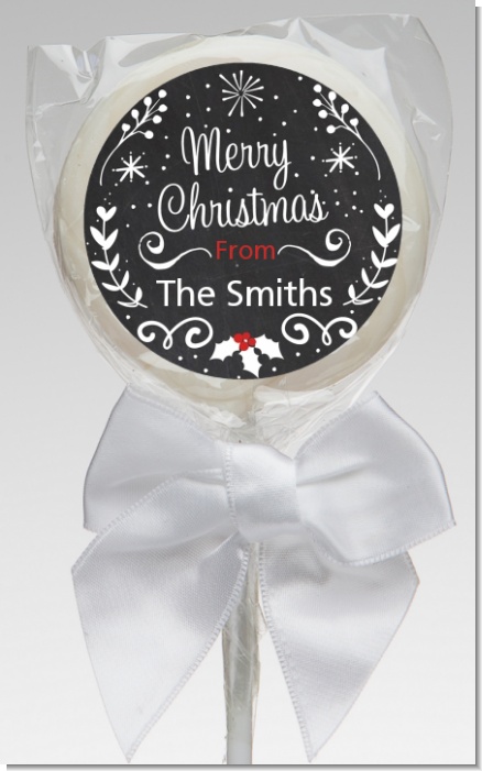 Chalkboard Mistletoe - Personalized Christmas Lollipop Favors