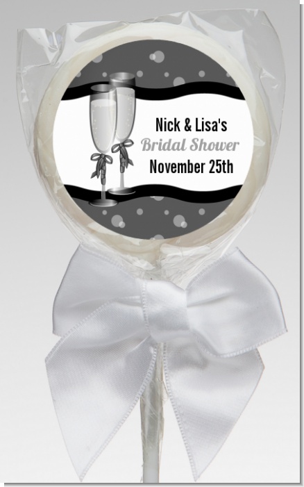 Champagne Glasses - Personalized Bridal Shower Lollipop Favors