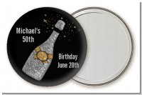Champagne Gold Silver Faux Glitter - Personalized Birthday Party Pocket Mirror Favors