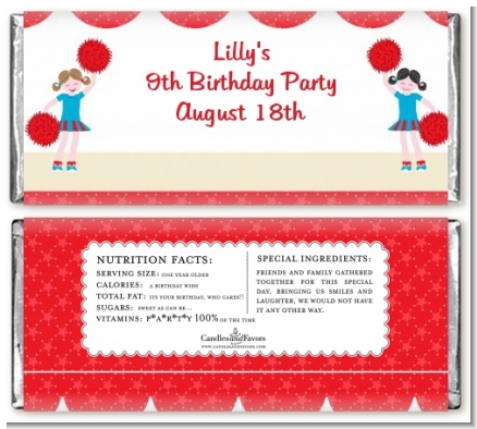 Cheerleader - Personalized Birthday Party Candy Bar Wrappers
