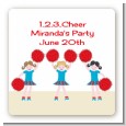 Cheerleader - Square Personalized Birthday Party Sticker Labels thumbnail