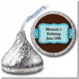 Cheetah Print Blue - Hershey Kiss Birthday Party Sticker Labels