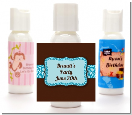Cheetah Print Blue - Personalized Birthday Party Lotion Favors