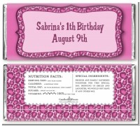 Cheetah Print Pink - Personalized Birthday Party Candy Bar Wrappers