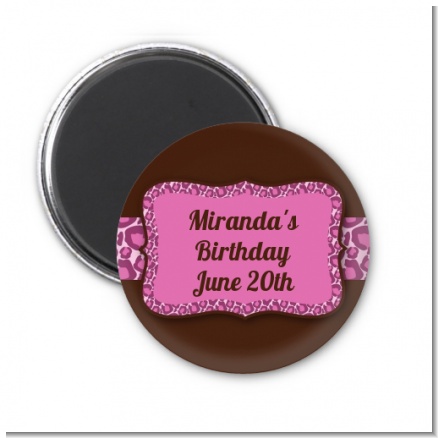 Cheetah Print Pink - Personalized Birthday Party Magnet Favors