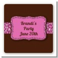 Cheetah Print Pink - Square Personalized Birthday Party Sticker Labels thumbnail