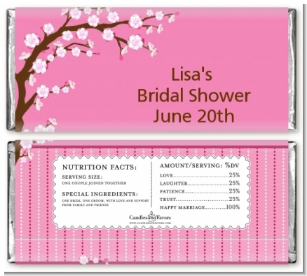 Cherry Blossom - Personalized Bridal Shower Candy Bar Wrappers