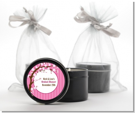Cherry Blossom - Baby Shower Black Candle Tin Favors
