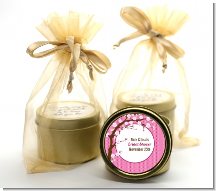 Cherry Blossom - Birthday Party Gold Tin Candle Favors