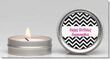 Chevron Black & White - Birthday Party Candle Favors